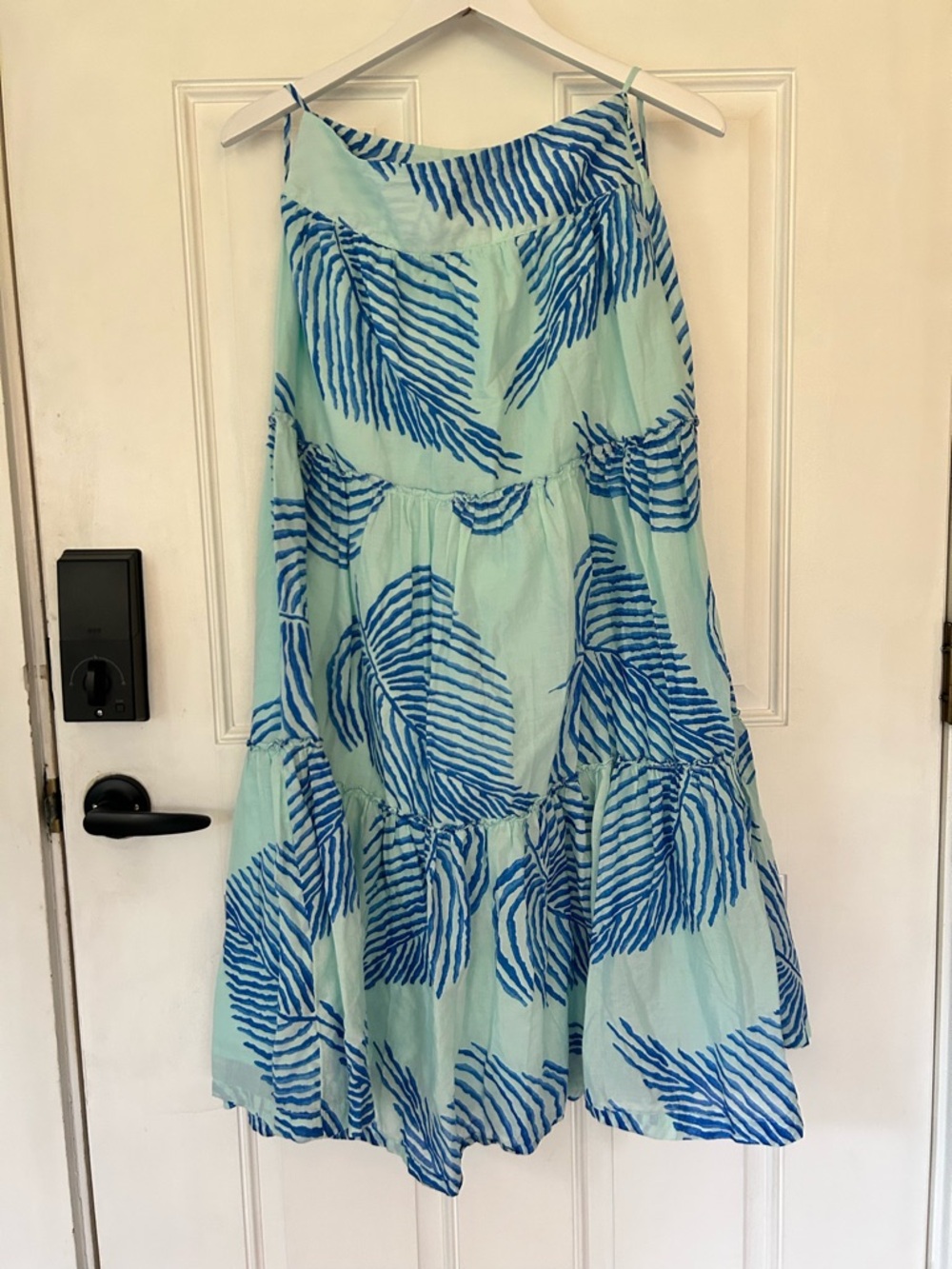 Vineyard Vines Aqua and Royal Blue Palm-Print Maxi Skirt